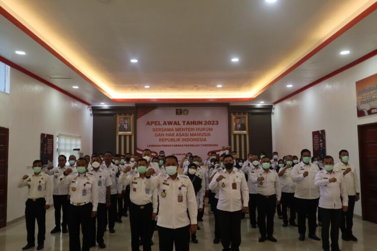 Secara Virtual, Lapas Kelas I Tangerang Ikuti Apel Awal Tahun 2023 Bersama Menkumham RI